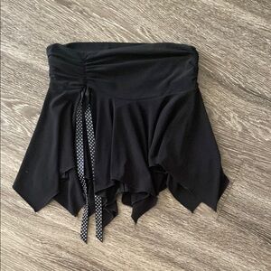 Black Asymmetrical Ruched Mini Skirt